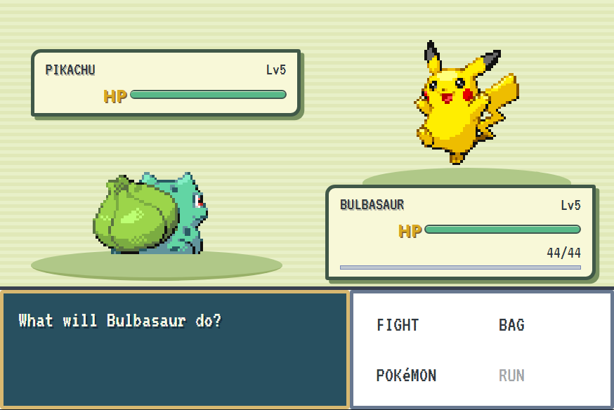 A turn-based battle in Infinite Pokémon